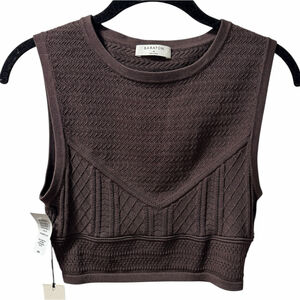 NWT Crop Knit Babaton Brown Pointelle Tank Top M